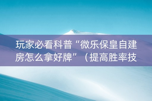 玩家必看科普“微乐保皇自建房怎么拿好牌”（提高胜率技巧)