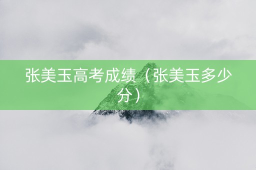 张美玉高考成绩（张美玉多少分）