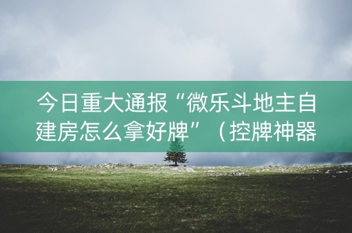 今日重大通报“微乐斗地主自建房怎么拿好牌”（控牌神器)