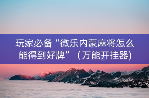 玩家必备“微乐内蒙麻将怎么能得到好牌”（万能开挂器)