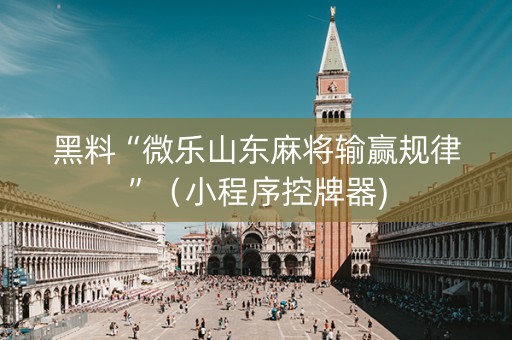 黑料“微乐山东麻将输赢规律”（小程序控牌器)