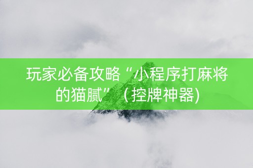 玩家必备攻略“小程序打麻将的猫腻”（控牌神器)