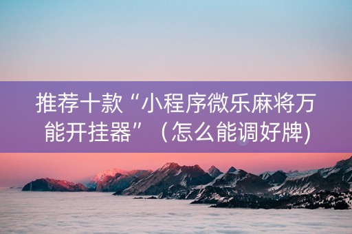 推荐十款“小程序微乐麻将万能开挂器”（怎么能调好牌)