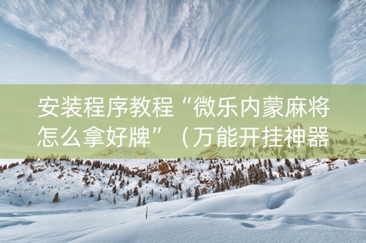 安装程序教程“微乐内蒙麻将怎么拿好牌”（万能开挂神器)