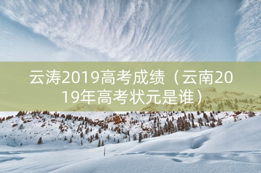 云涛2019高考成绩（云南2019年高考状元是谁）