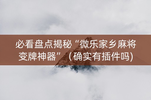 必看盘点揭秘“微乐家乡麻将变牌神器”（确实有插件吗)