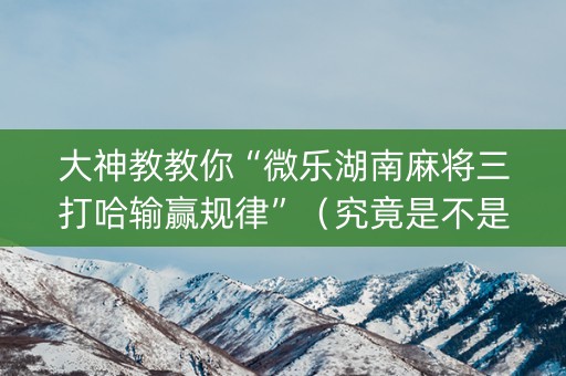 大神教教你“微乐湖南麻将三打哈输赢规律”（究竟是不是有挂)