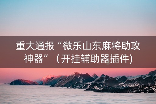 重大通报“微乐山东麻将助攻神器”（开挂辅助器插件)