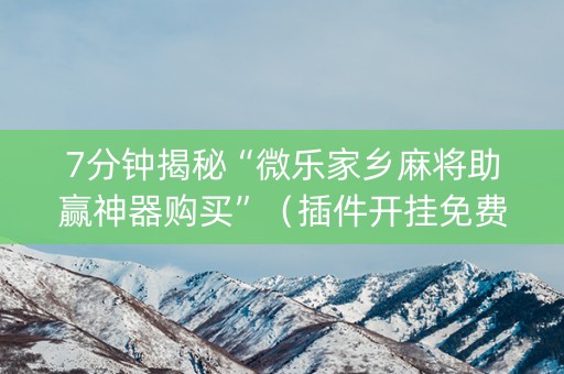 7分钟揭秘“微乐家乡麻将助赢神器购买”（插件开挂免费AI)