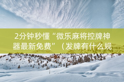 2分钟秒懂“微乐麻将控牌神器最新免费”（发牌有什么规律吗)