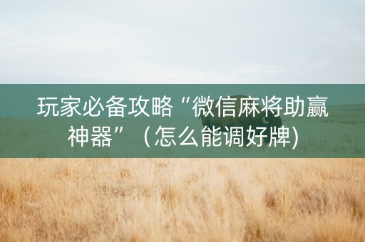玩家必备攻略“微信麻将助赢神器”（怎么能调好牌)