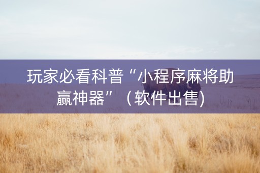 玩家必看科普“小程序麻将助赢神器”（软件出售)