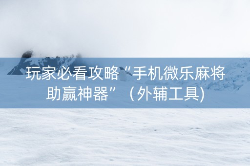 玩家必看攻略“手机微乐麻将助赢神器”（外辅工具)
