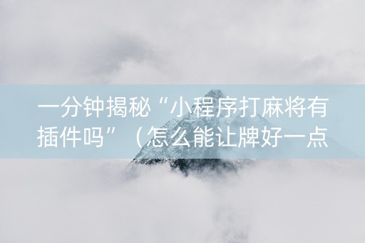 一分钟揭秘“小程序打麻将有插件吗”（怎么能让牌好一点)