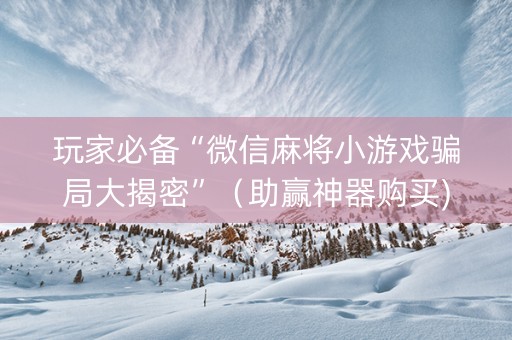 玩家必备“微信麻将小游戏骗局大揭密”（助赢神器购买)