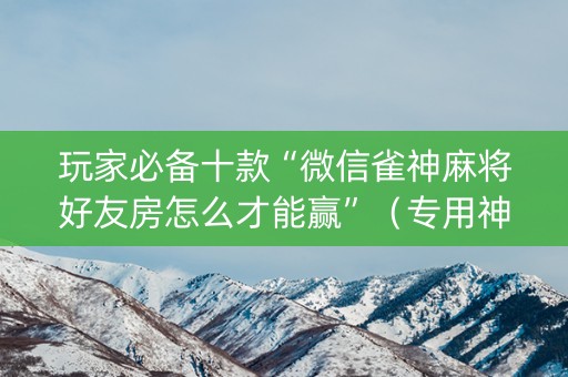 玩家必备十款“微信雀神麻将好友房怎么才能赢”（专用神器)