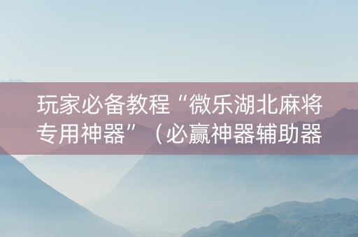 玩家必备教程“微乐湖北麻将专用神器”（必赢神器辅助器)