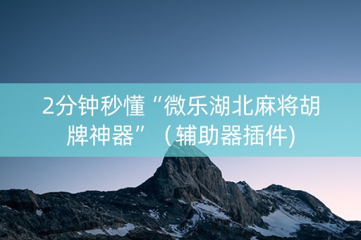 2分钟秒懂“微乐湖北麻将胡牌神器”（辅助器插件)