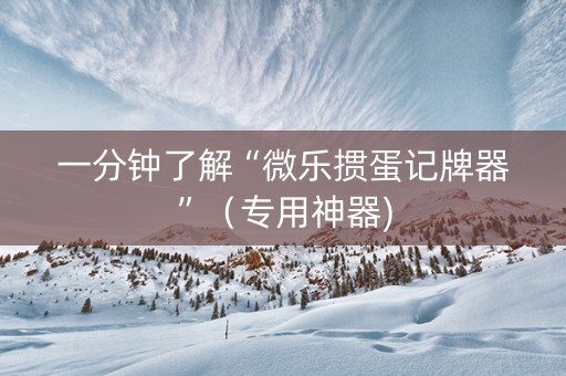 一分钟了解“微乐掼蛋记牌器”（专用神器)