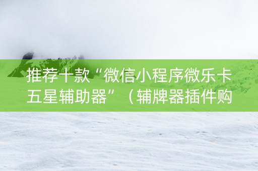推荐十款“微信小程序微乐卡五星辅助器”（辅牌器插件购买)