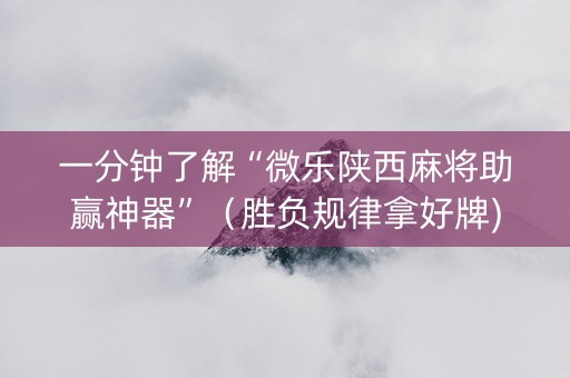 一分钟了解“微乐陕西麻将助赢神器”（胜负规律拿好牌)