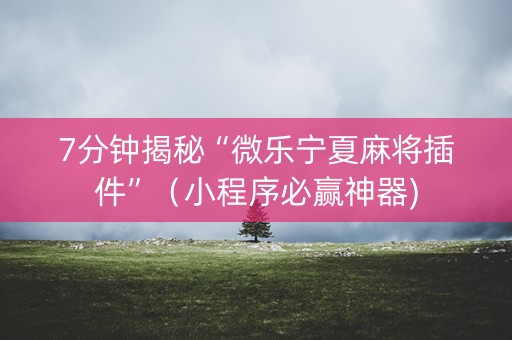 7分钟揭秘“微乐宁夏麻将插件”（小程序必赢神器)