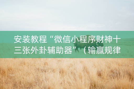 安装教程“微信小程序财神十三张外卦辅助器”（输赢规律)
