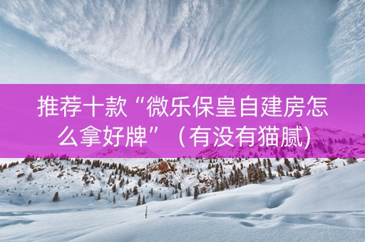 推荐十款“微乐保皇自建房怎么拿好牌”（有没有猫腻)