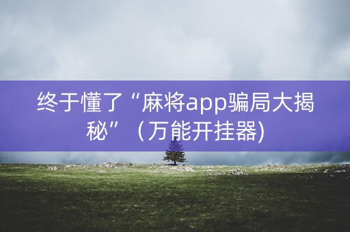 终于懂了“麻将app骗局大揭秘”（万能开挂器)