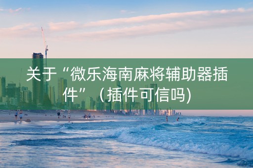 关于“微乐海南麻将辅助器插件”（插件可信吗)