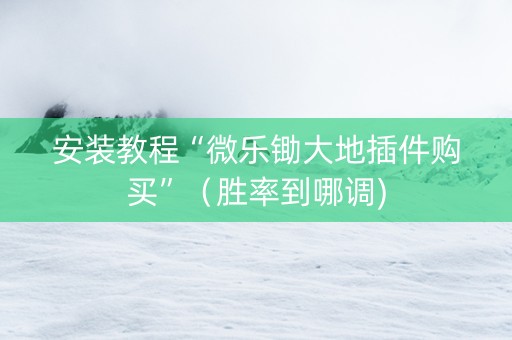 安装教程“微乐锄大地插件购买”（胜率到哪调)