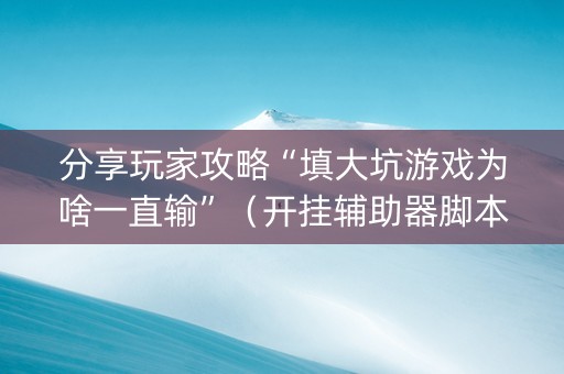 分享玩家攻略“填大坑游戏为啥一直输”（开挂辅助器脚本)