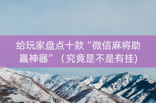 给玩家盘点十款“微信麻将助赢神器”（究竟是不是有挂)