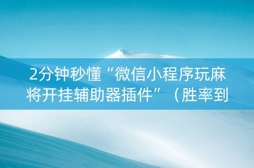 2分钟秒懂“微信小程序玩麻将开挂辅助器插件”（胜率到哪调)