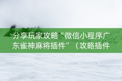 分享玩家攻略“微信小程序广东雀神麻将插件”（攻略插件)