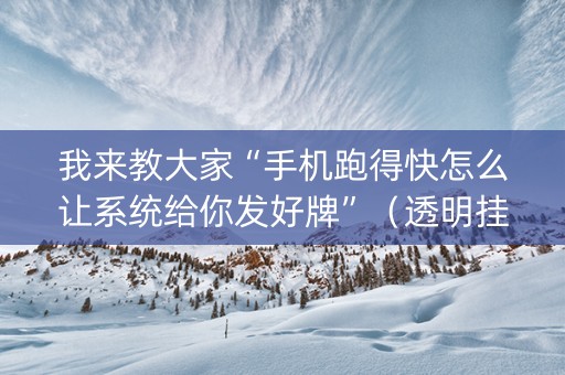 我来教大家“手机跑得快怎么让系统给你发好牌”（透明挂辅助器)