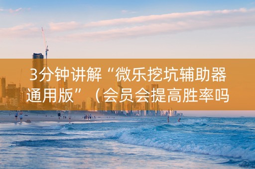3分钟讲解“微乐挖坑辅助器通用版”（会员会提高胜率吗)
