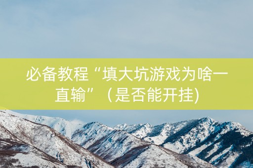 必备教程“填大坑游戏为啥一直输”（是否能开挂)