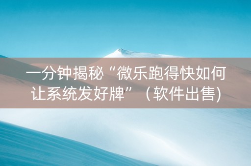 一分钟揭秘“微乐跑得快如何让系统发好牌”（软件出售)