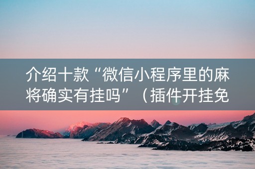 介绍十款“微信小程序里的麻将确实有挂吗”（插件开挂免费AI)