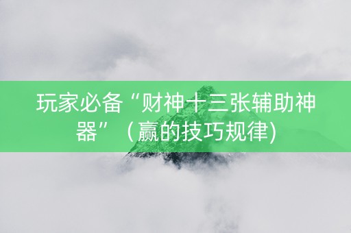 玩家必备“财神十三张辅助神器”（赢的技巧规律)