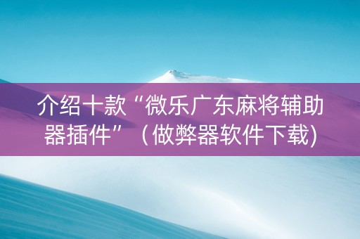 介绍十款“微乐广东麻将辅助器插件”（做弊器软件下载)