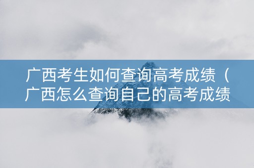 广西考生如何查询高考成绩（广西怎么查询自己的高考成绩）