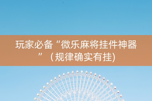 玩家必备“微乐麻将挂件神器”（规律确实有挂)