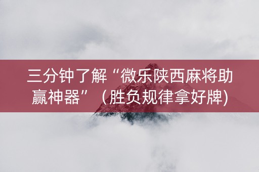 三分钟了解“微乐陕西麻将助赢神器”（胜负规律拿好牌)