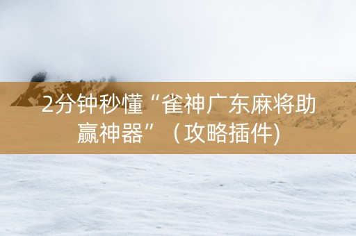 2分钟秒懂“雀神广东麻将助赢神器”（攻略插件)
