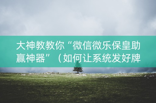 大神教教你“微信微乐保皇助赢神器”（如何让系统发好牌)