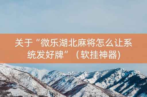 关于“微乐湖北麻将怎么让系统发好牌”（软挂神器)