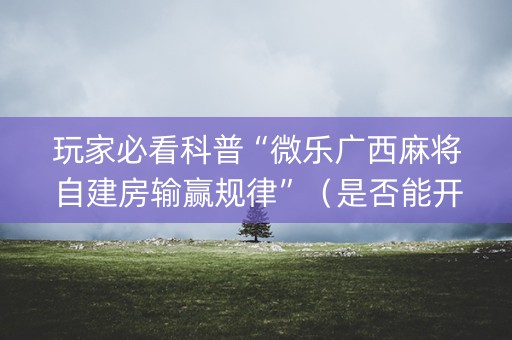 玩家必看科普“微乐广西麻将自建房输赢规律”（是否能开挂)