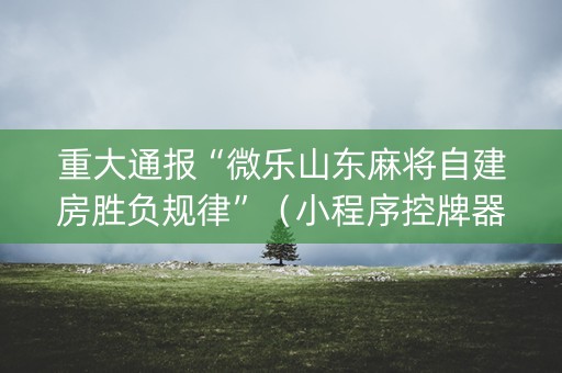重大通报“微乐山东麻将自建房胜负规律”（小程序控牌器)